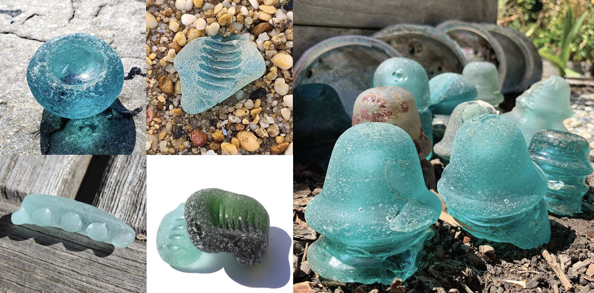 glass insulators found on the beach