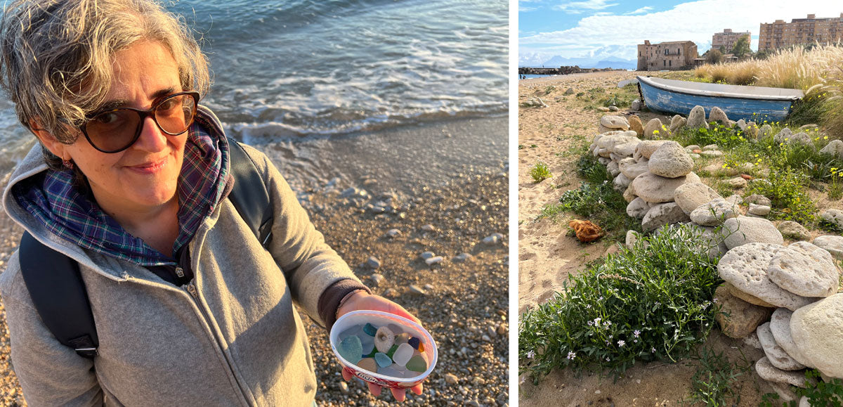 searching for beach glass in sicily