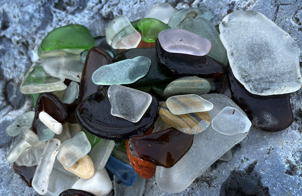 beach glass found in mountain lake