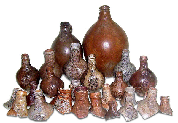 collection of bellarmine jugs