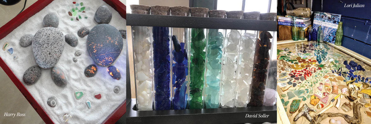 rock and beach glass storage and display