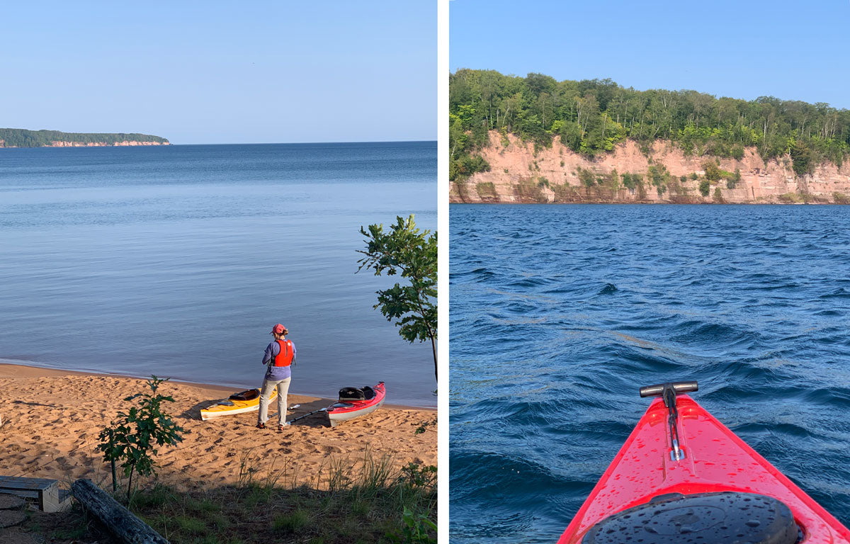 kayaking on lake superior to rock hunt