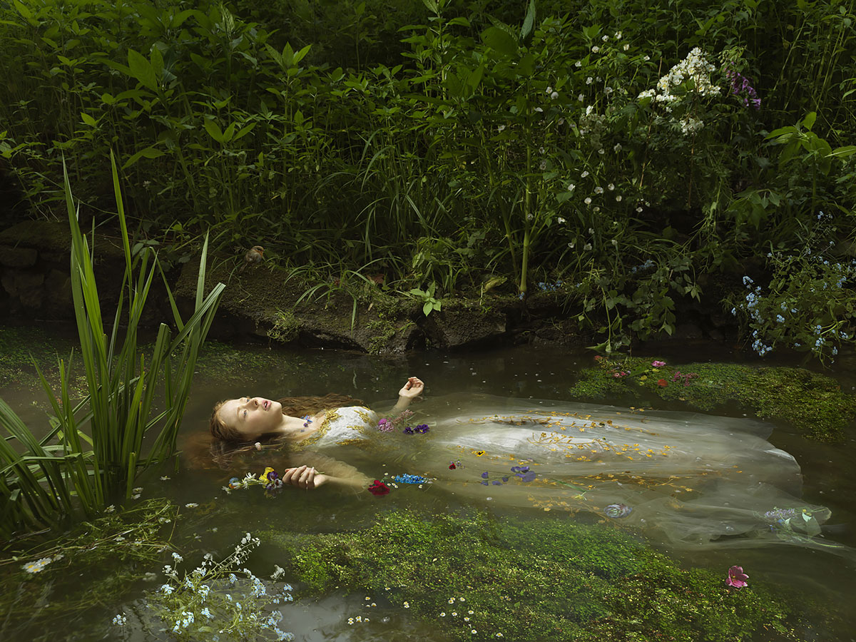 Shakespeare’s Ophelia floating peacefully on the river (Tableau by Julia Fullerton-Batten).