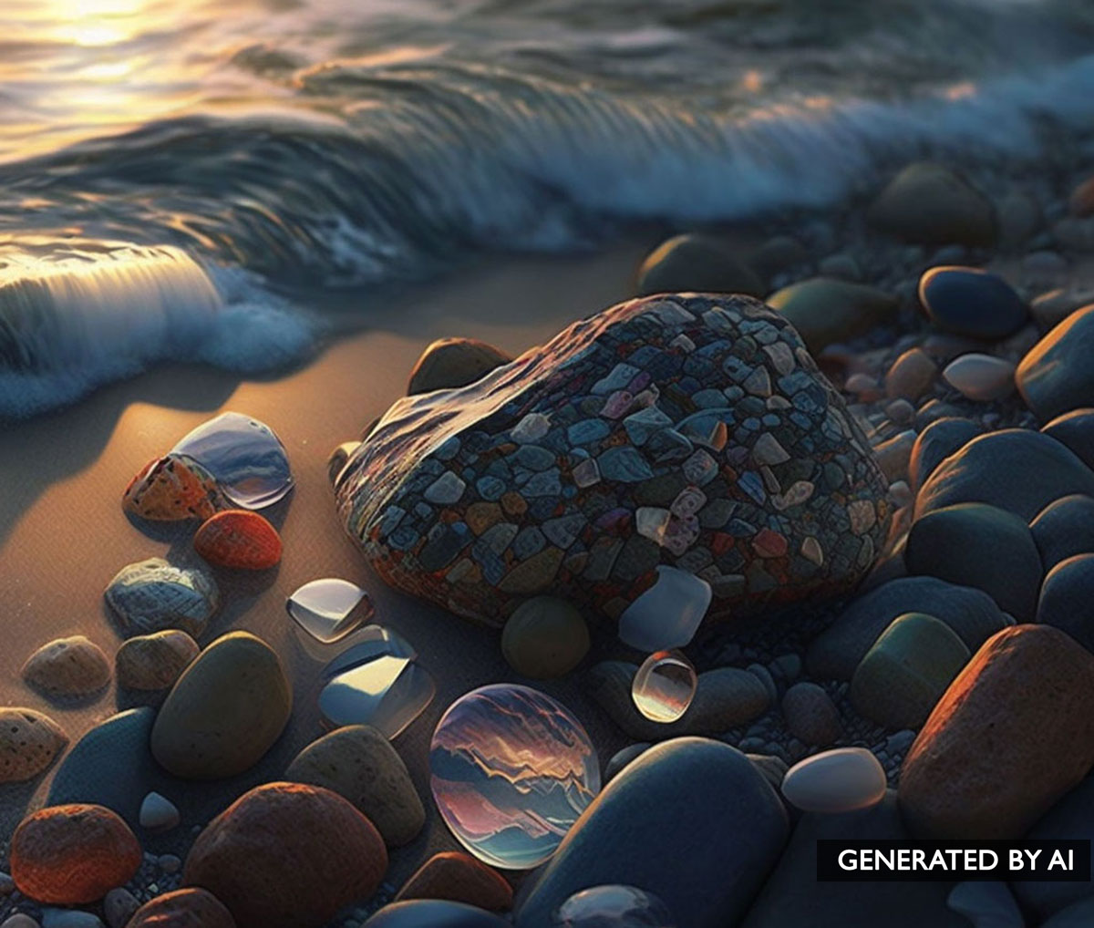 Multi-colred stones and small rocks gathered from the beach in