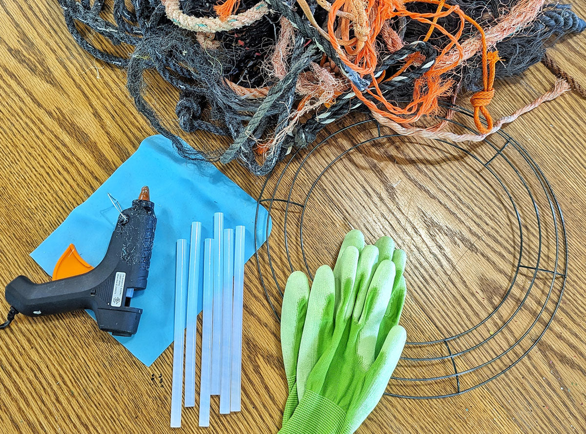 supplies to make a fishing line wreath