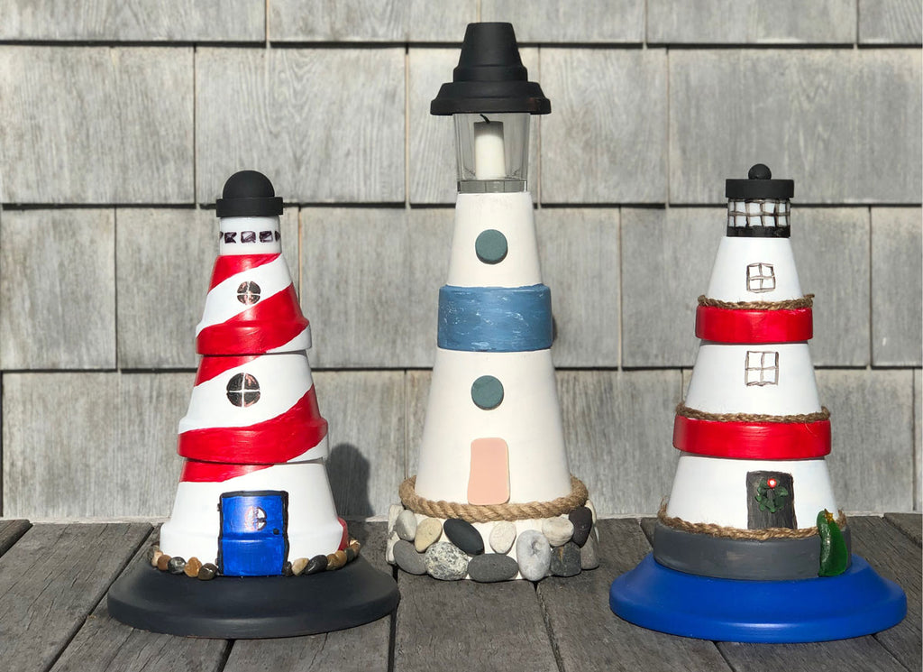 flower pot lighthouse craft how to tutorial