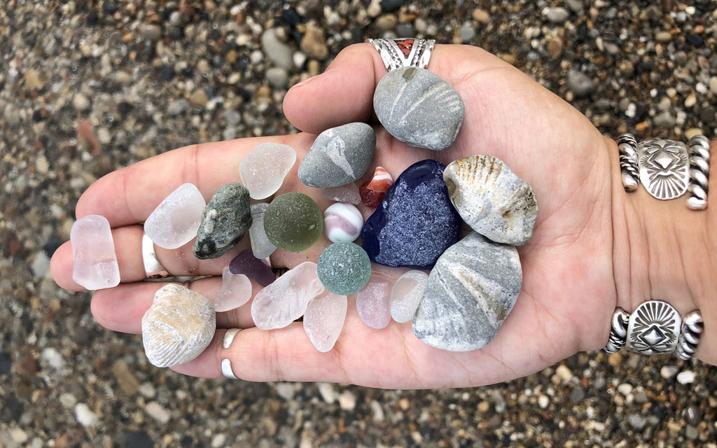 sea glass and fossil shells from great lakes