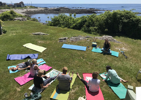 stretching after beach combing with friends