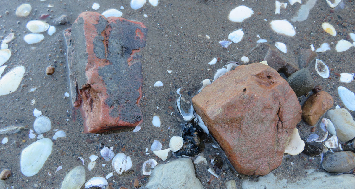 historical bricks found on the beach