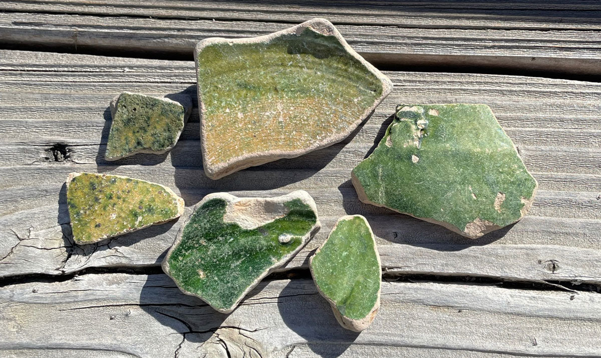 green glaze sea pottery