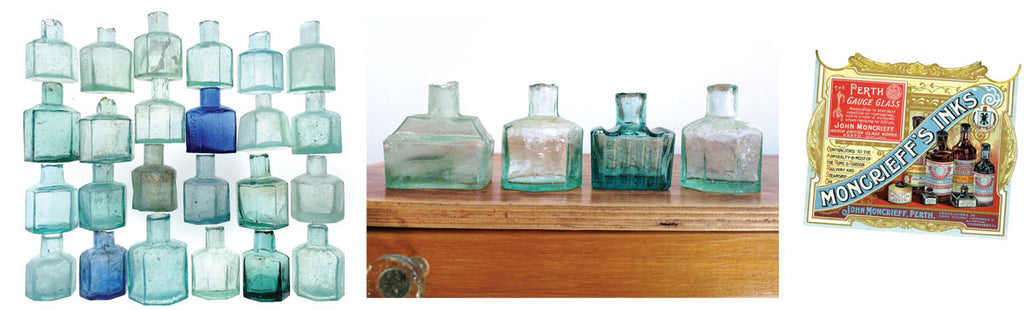 glass ink bottles vintage