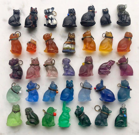 collection of glass cracker charm animals