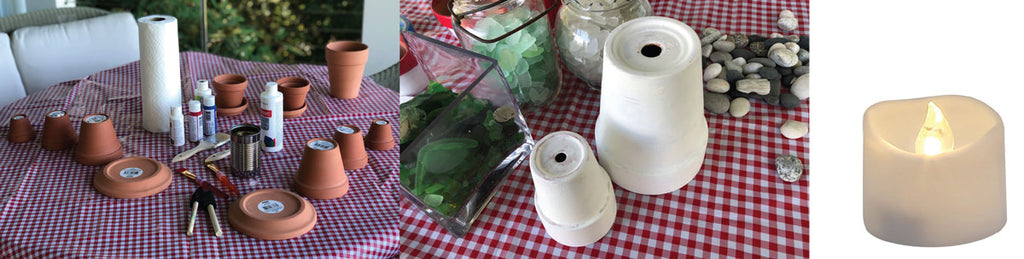 supplies to make a lighthouse from flower pots