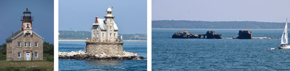 Plum Island Lighthouse, New York. Race Rock Light, Race Rock Reef, New York. Gardiners Point Island Light (ruins), New York.