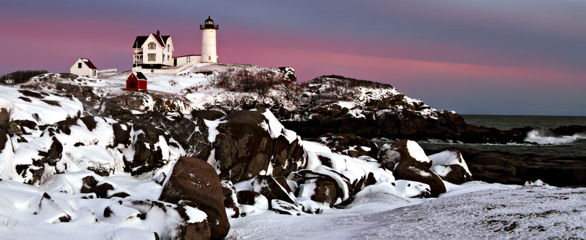 remote lighthouse in winter