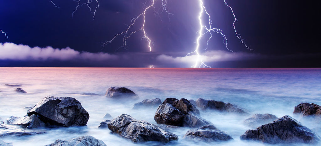 lightning over the ocean