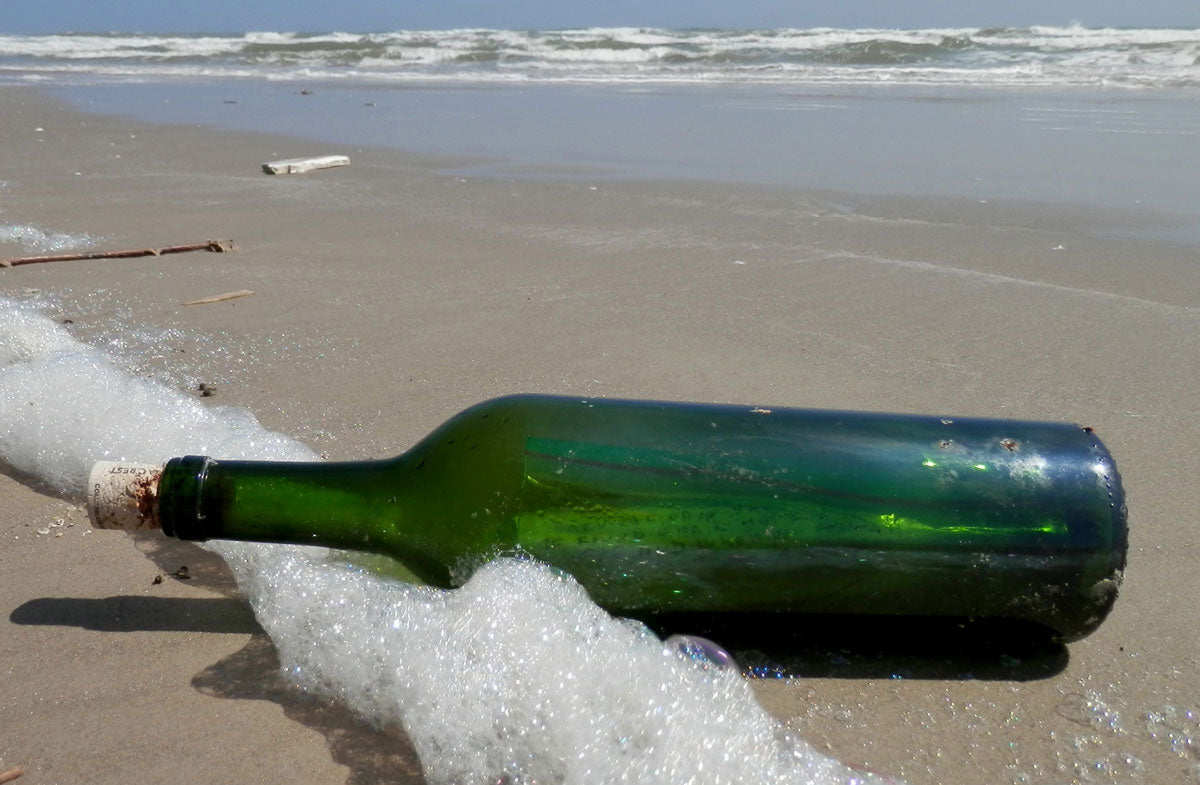 bottle washed up on beach with letter inside