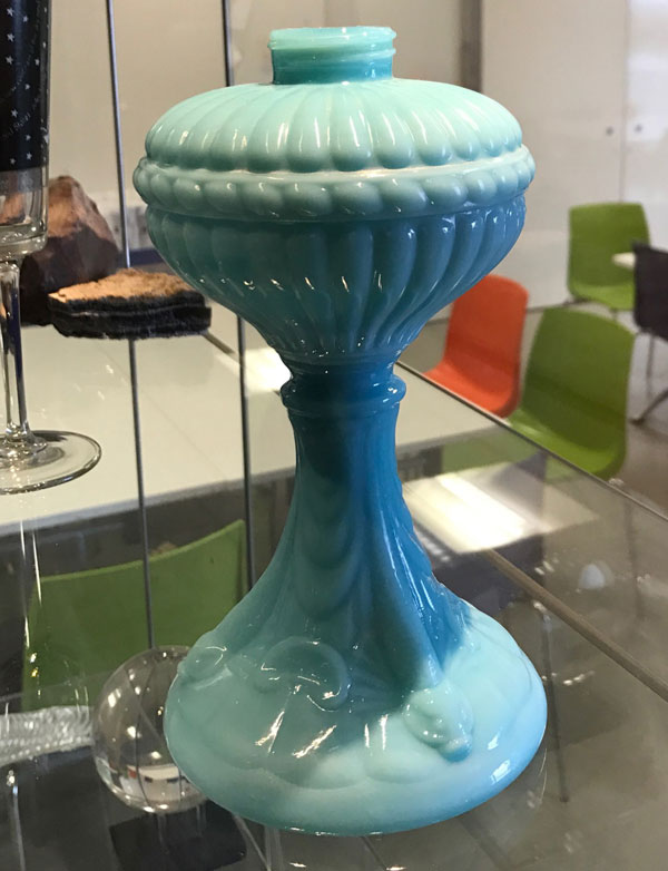 blue milk glass vase