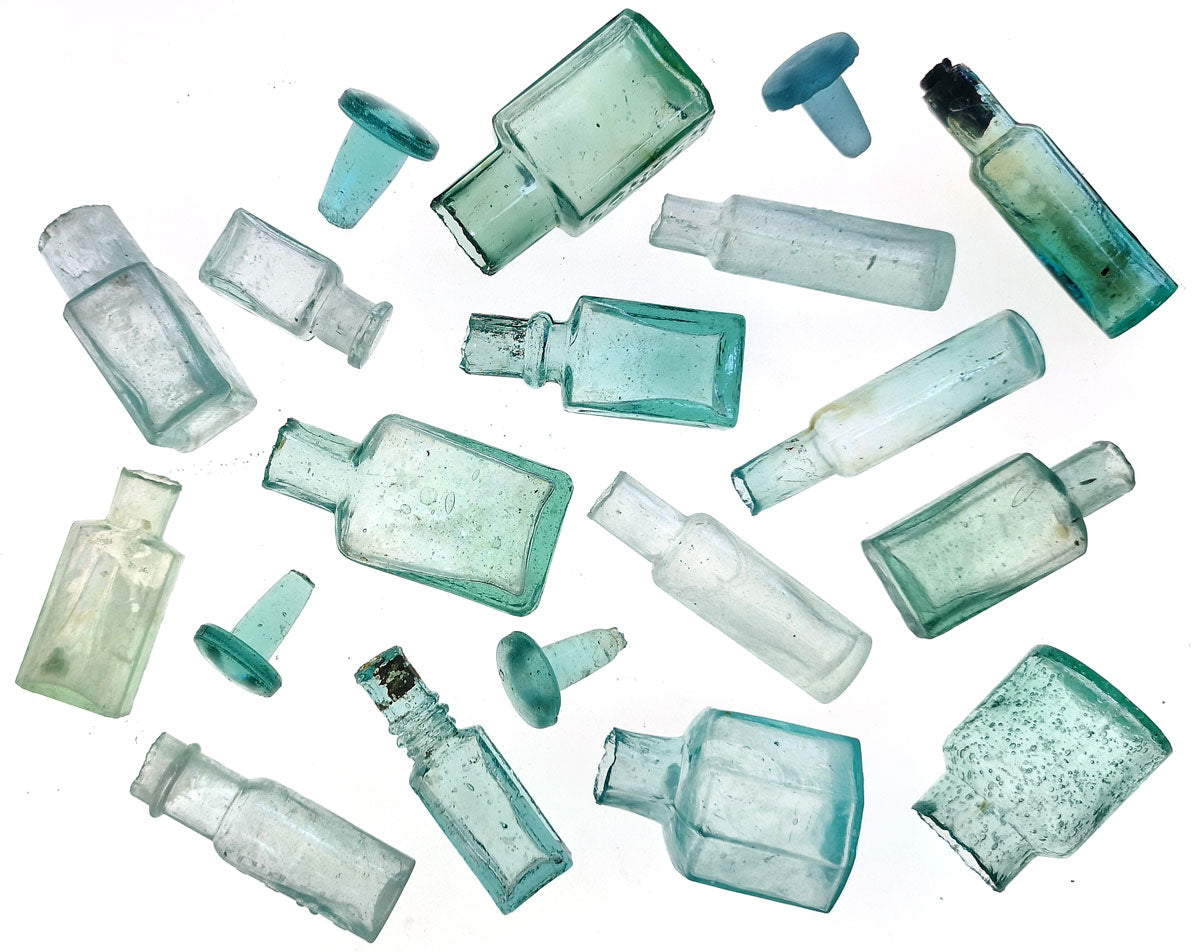 miniature antique glass bottle collection