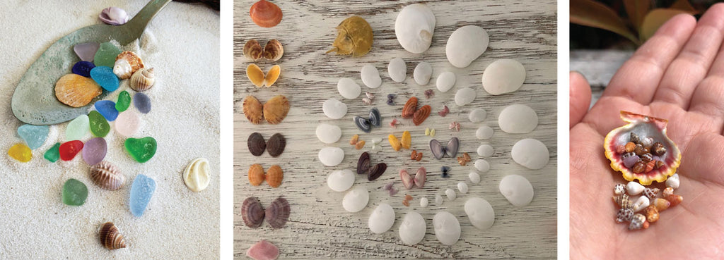tiny sea glass and shells