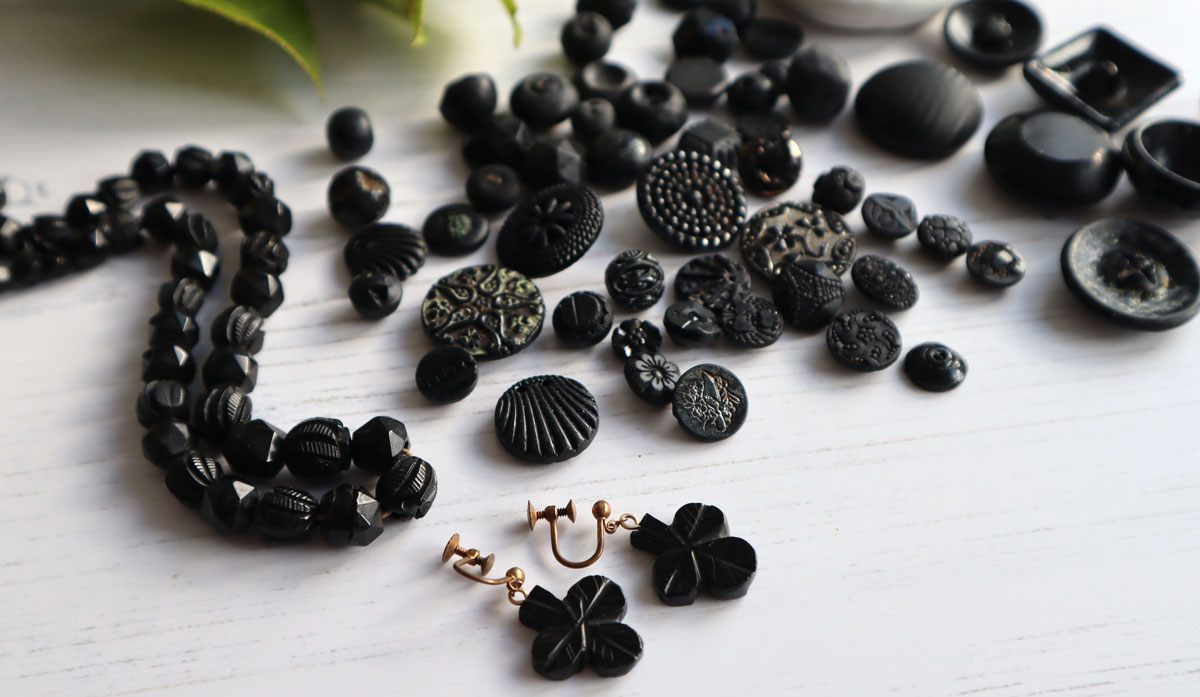 collection of black mourning buttons