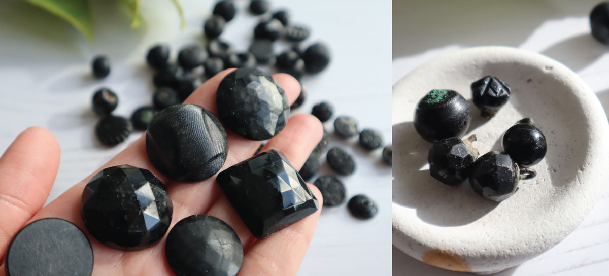 black buttons found on the beach in scotland