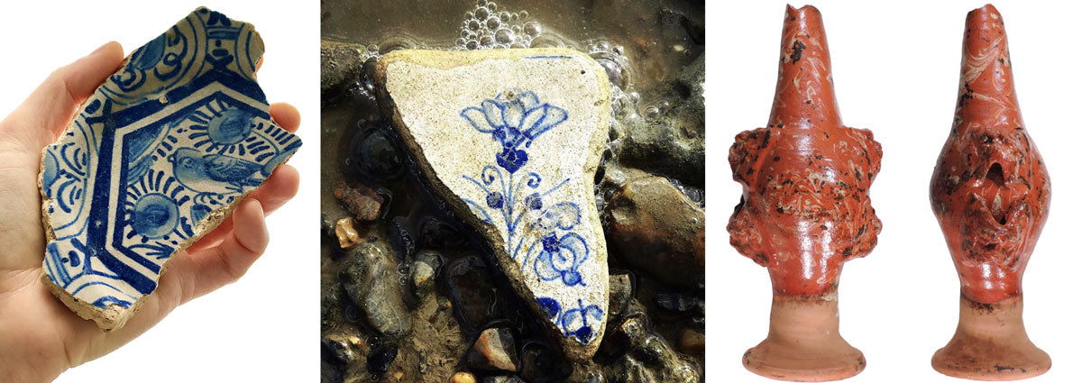 delftware and other pottery found in thames river