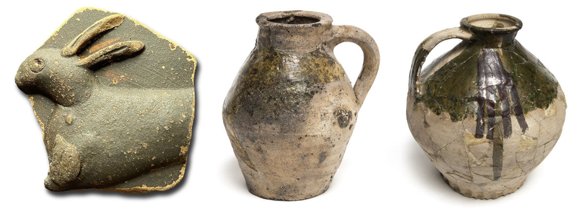 ancient pottery jars and rabbit found in london river