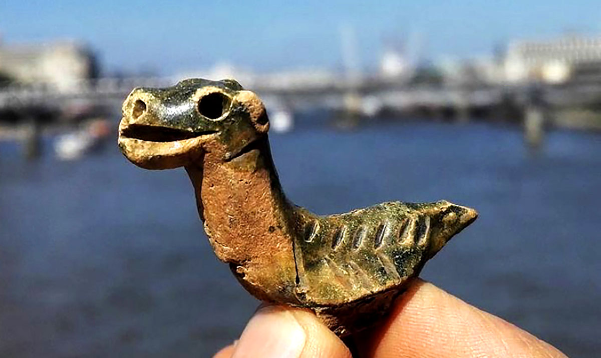 pottery dragon figurine found in london england