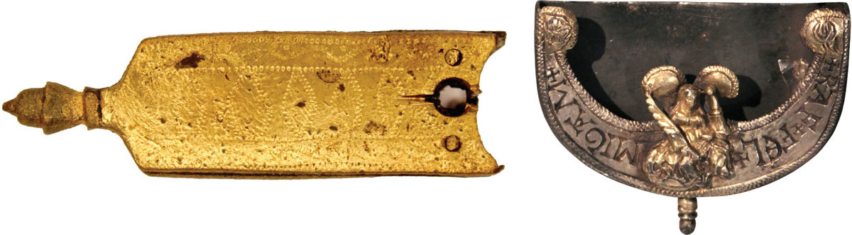 Medieval strap end with acorn finial Silver-gilt Tudor chape