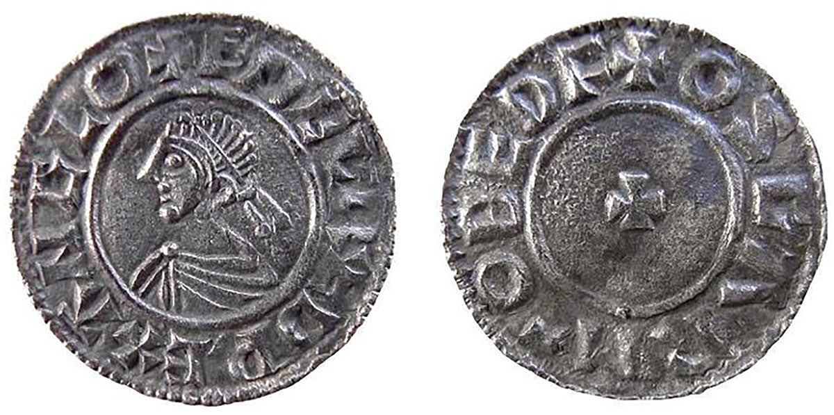 Saxon silver penny from Aethelred II england mudlarker