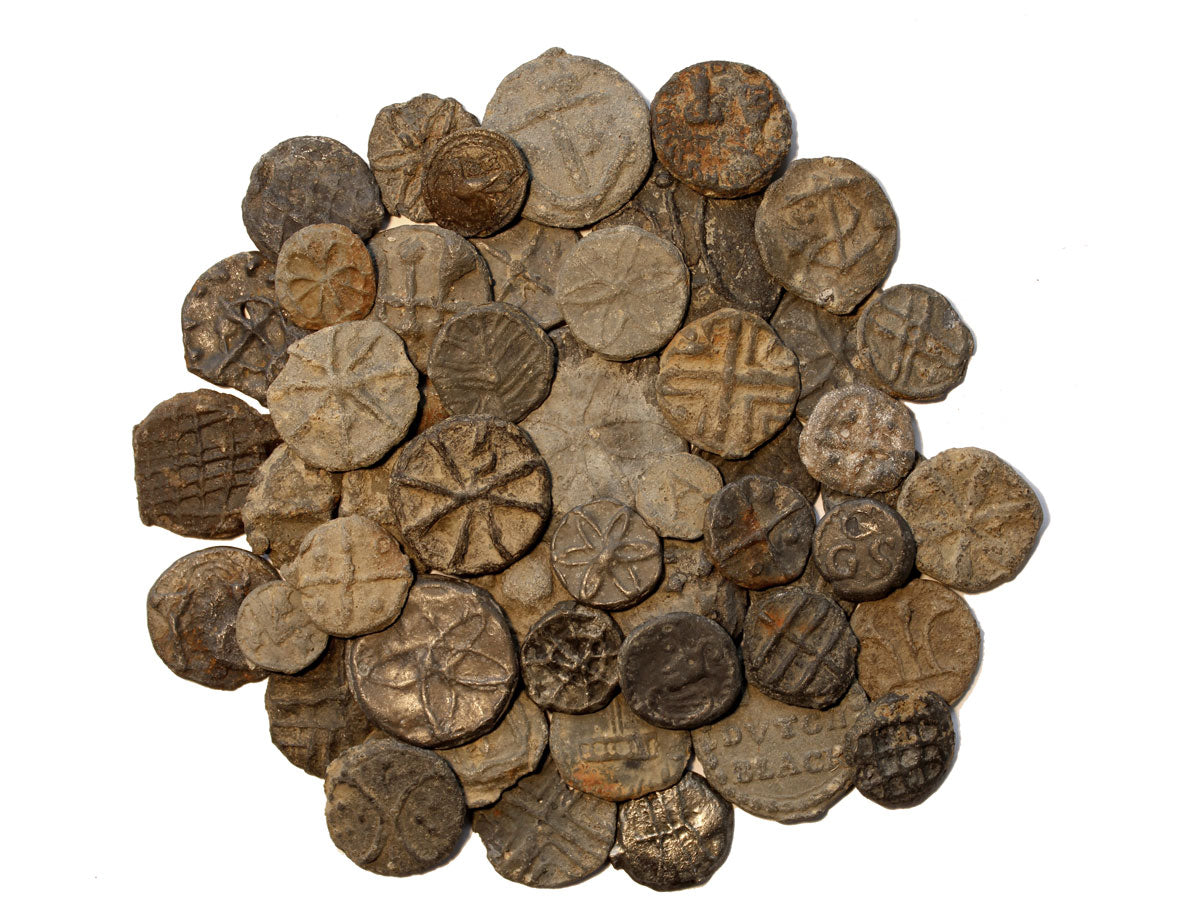 london mudlark collection of tokens jetons from thames in england