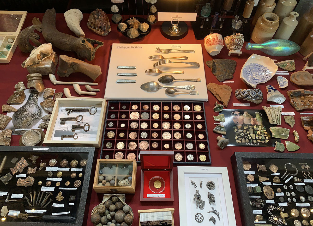 Display of Kristina Kapciukaite’s mudlarking collection