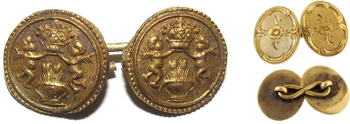 antique cufflinks with angel and crown