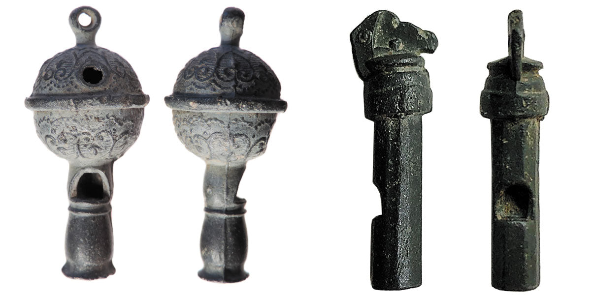 Post-medieval whistle with floral decoration 18th-century hawking whistle