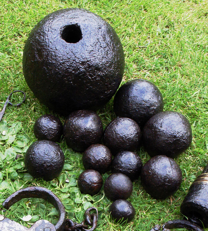 Iron cannonballs and grapeshot