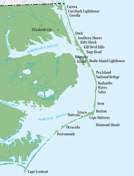 map of the outer banks