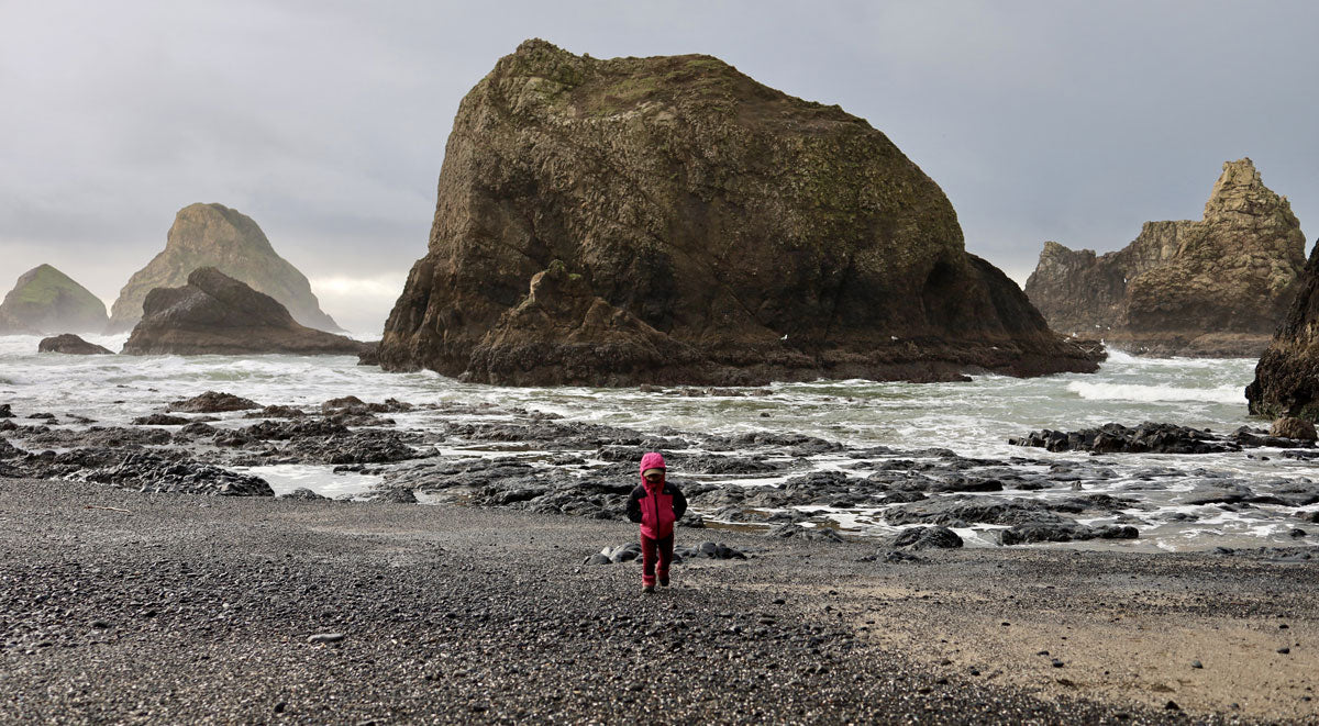 toddler on the beach in oregon