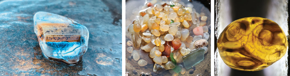 beautifully patterened colorful beach agates from west coast of oregon