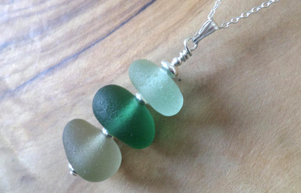 stacked beach glass pendant