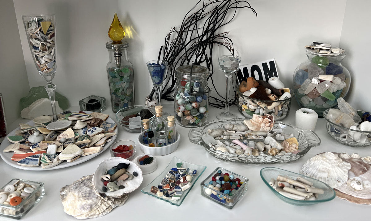 beachcomber collection of beach glass sea pottery and more