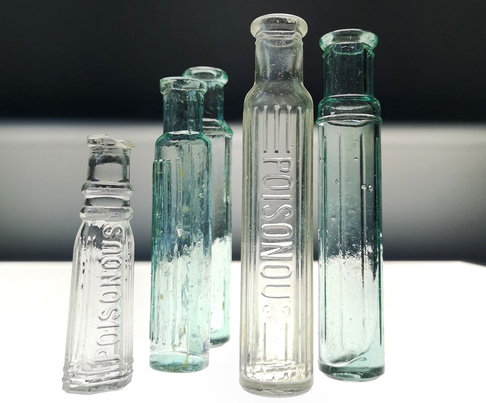 antique glass phial poison ammonia