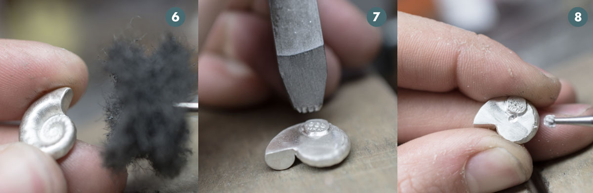 finishing a sterling silver cast seashell earring