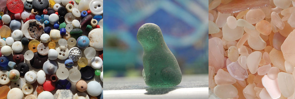 sea glass beads czech glass figurine pink sea glass