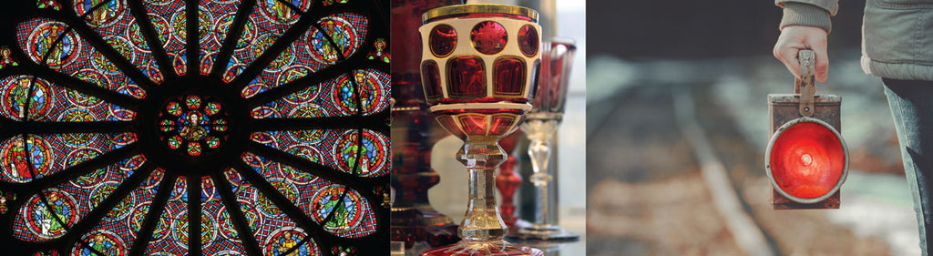 red stained glass goblet lantern
