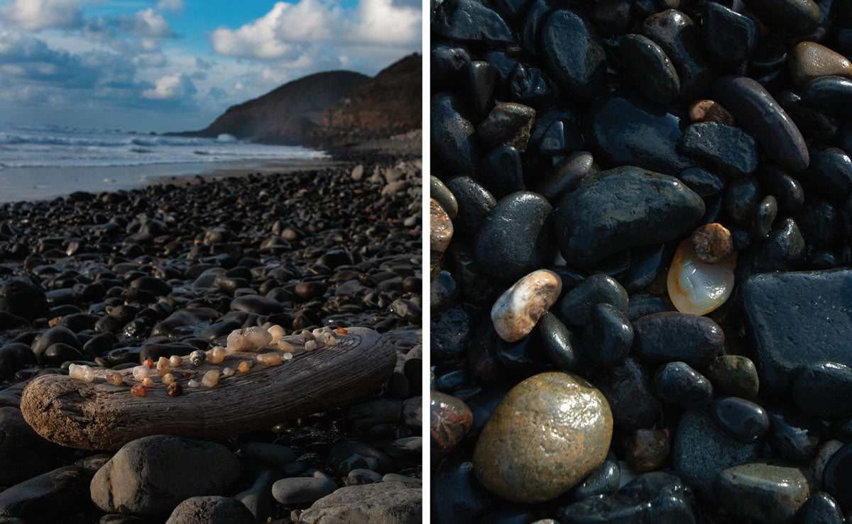 agates found by rock collector on beach in oregon