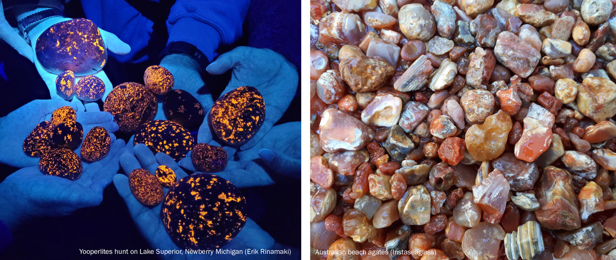 yooperlites and australian agates from the beach