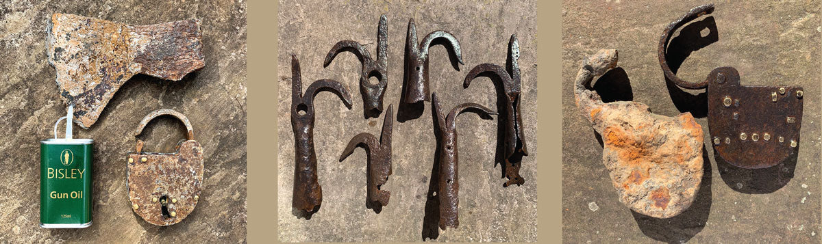 steps for cleaning rusty metal found on beach