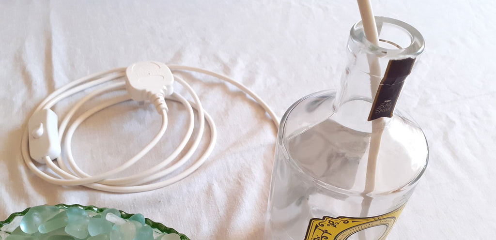 string lamp cord through bottle