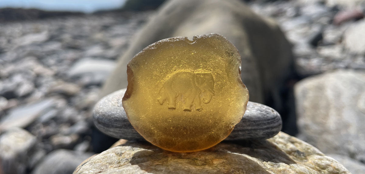 yellow sea glass elephant